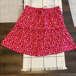 No Boundaries Red Floral Skirt